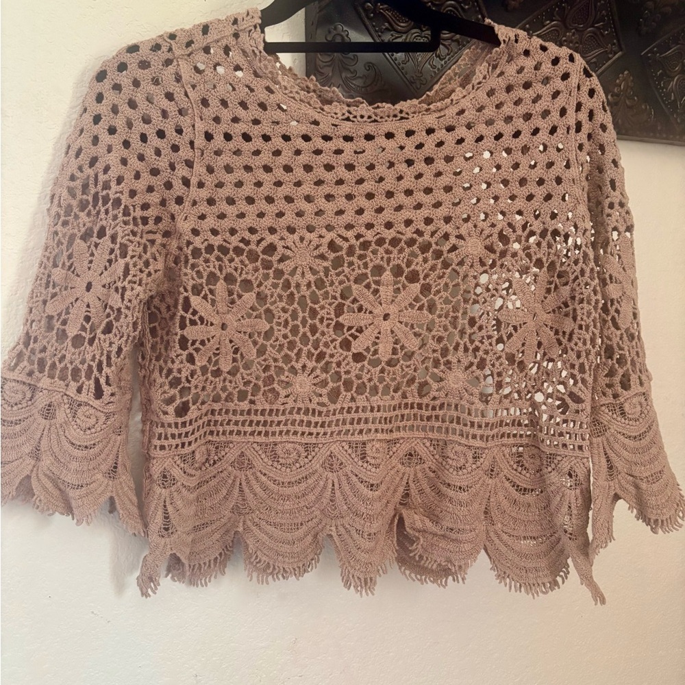 Daytrip Tan Cropped Boxy Blouse